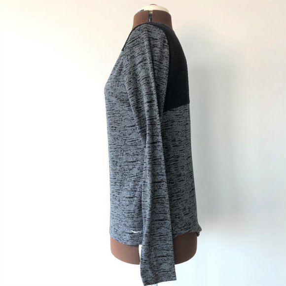 Grey and Black Print Long Sleeve Activewear Top - Picture 3 of 7